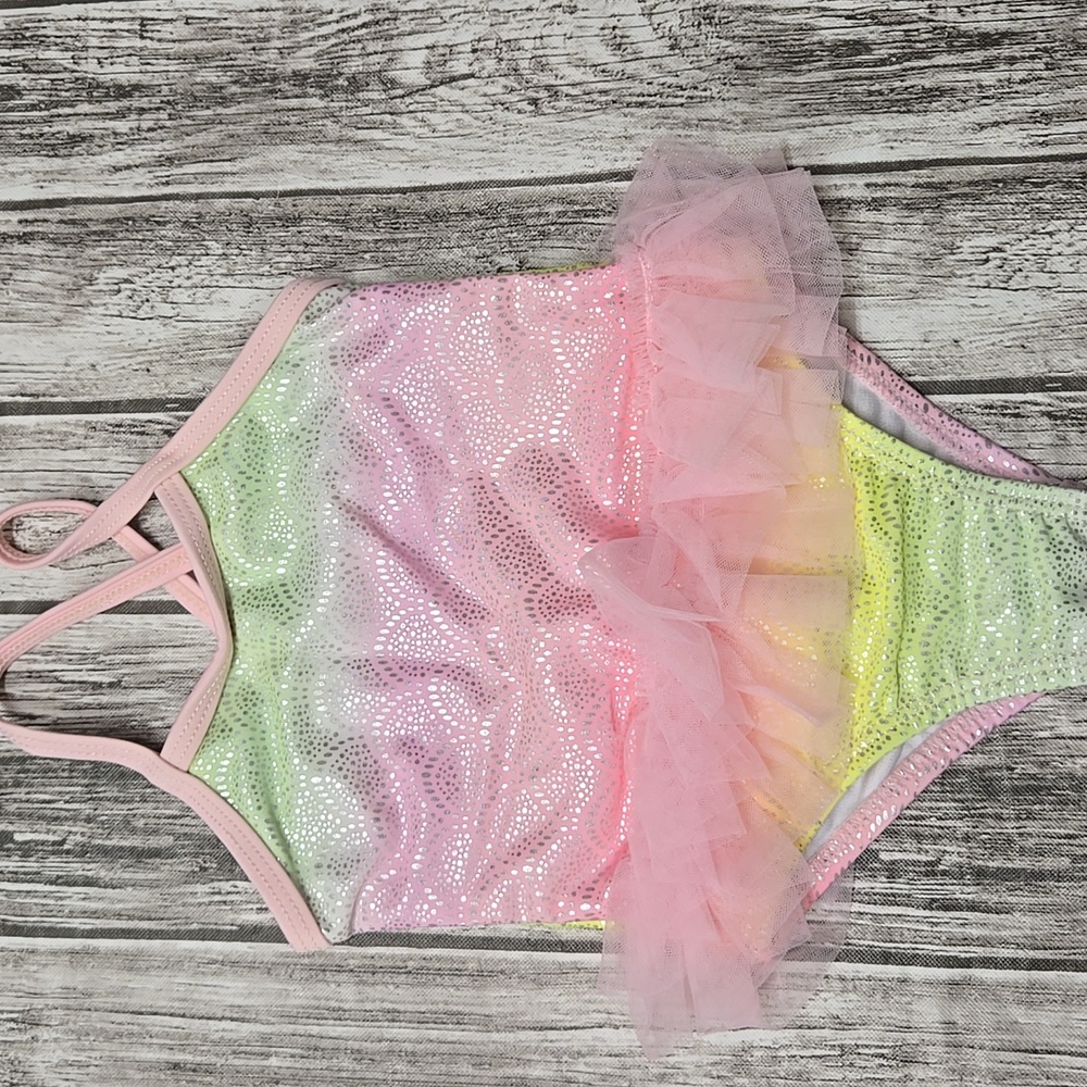 Wonder nation neon one piece tutu bathing suit